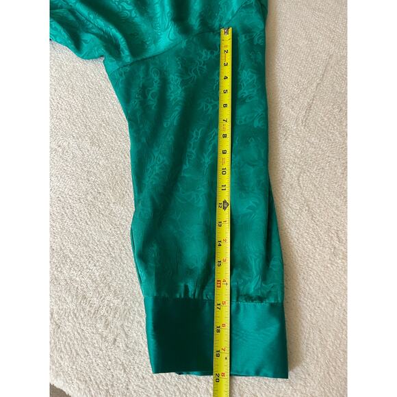 VTG Victoria Secret Gold Label Robe Women's Emerald Green L Floral Satin Fairy - Picture 16 of 16